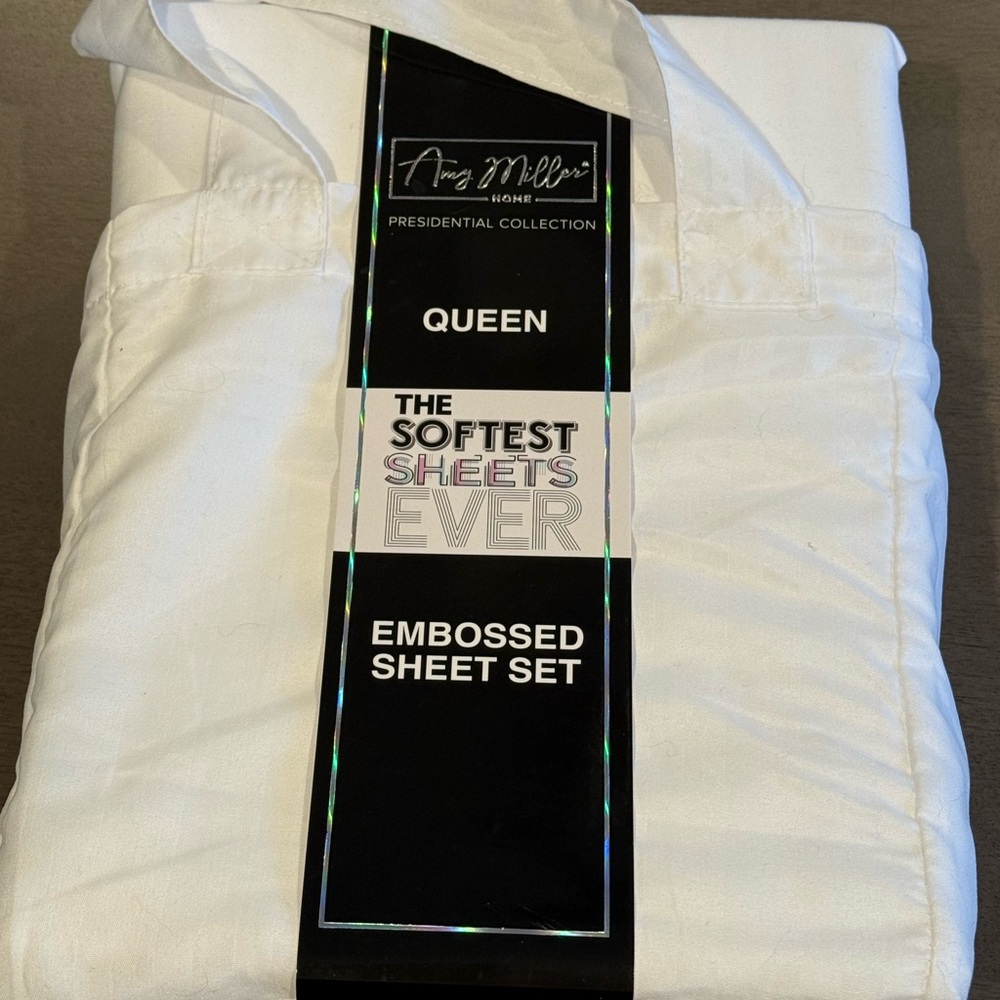 Amy Miller Queen 4 Piece White Sheet Set